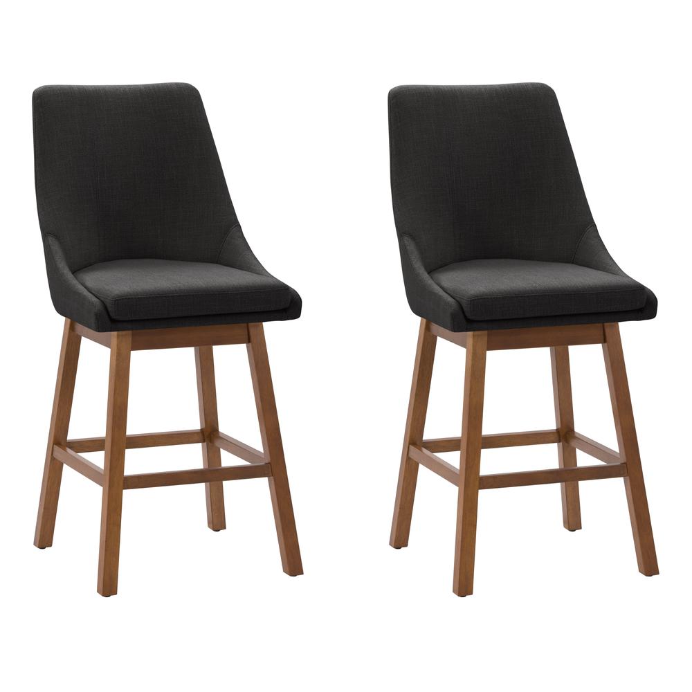 CorLiving Boston Formed Back Fabric Barstool, Dark Grey, Set of 2. Picture 1