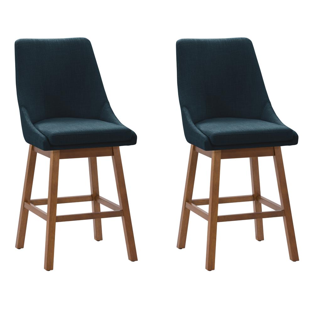 CorLiving Boston Formed Back Fabric Barstool, Navy Blue, Set of 2. The main picture.