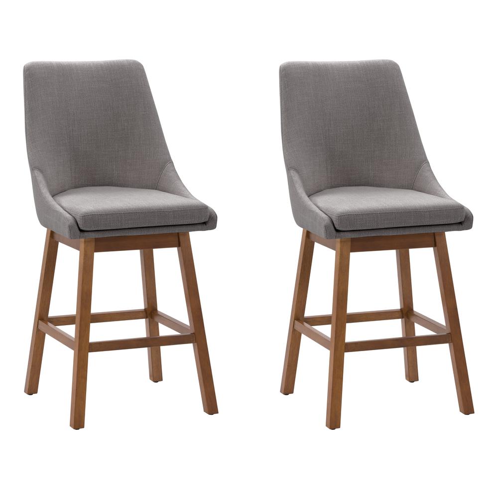 CorLiving Boston Formed Back Fabric Barstool, Light Grey, Set of 2. Picture 1
