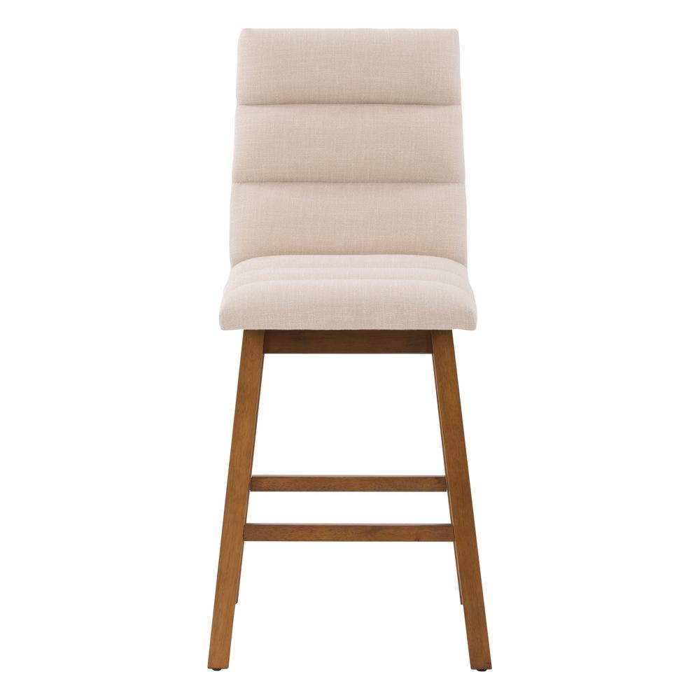 CorLiving Boston Channel Tufted Fabric Barstool, Beige, Set of 2. Picture 2