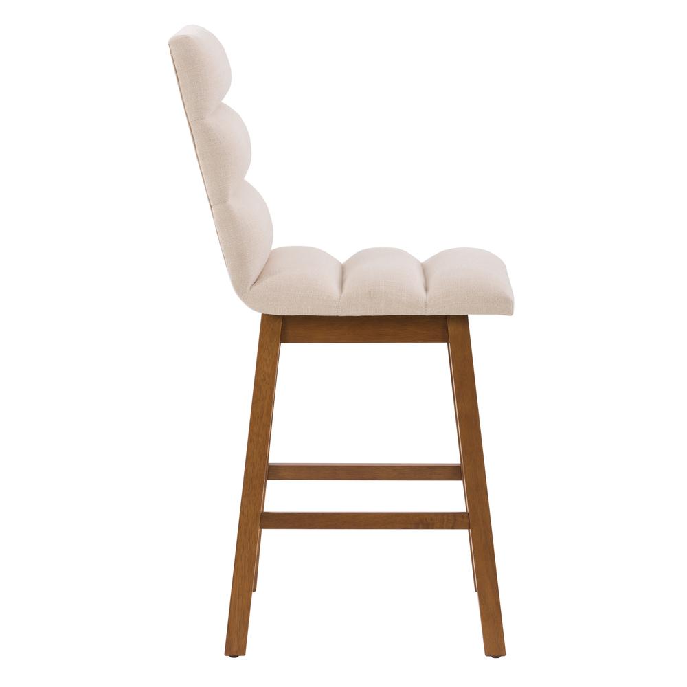 CorLiving Boston Channel Tufted Fabric Barstool, Beige, Set of 2. Picture 3