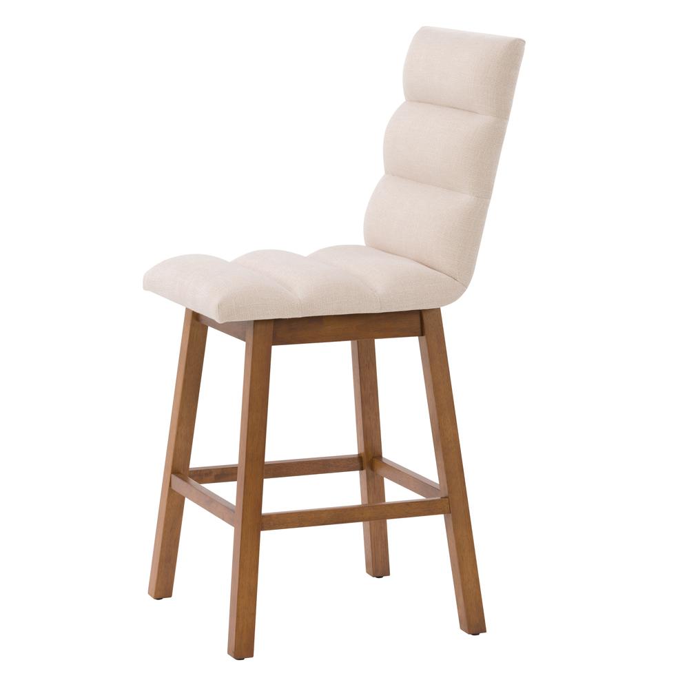 CorLiving Boston Channel Tufted Fabric Barstool, Beige, Set of 2. Picture 7