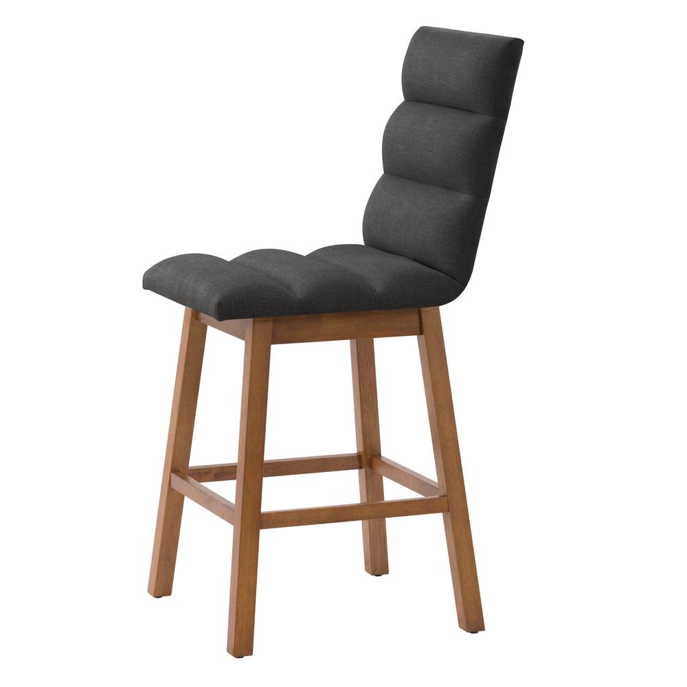 CorLiving Boston Channel Tufted Fabric Barstool, Dark Grey, Set of 2. Picture 7