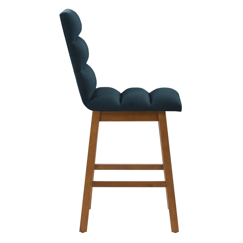 CorLiving Boston Channel Tufted Fabric Barstool, Navy Blue, Set of 2. Picture 3