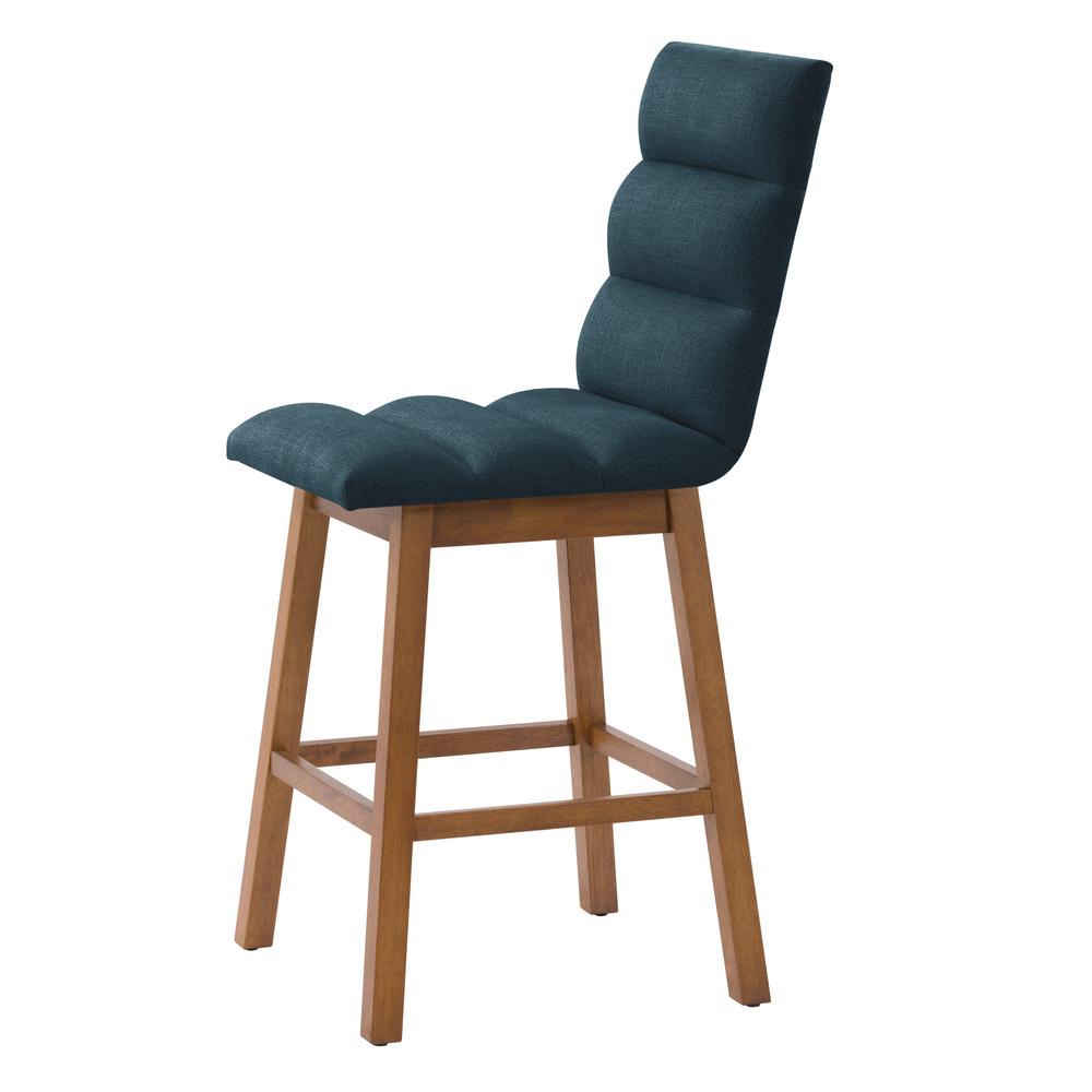 CorLiving Boston Channel Tufted Fabric Barstool, Navy Blue, Set of 2. Picture 7
