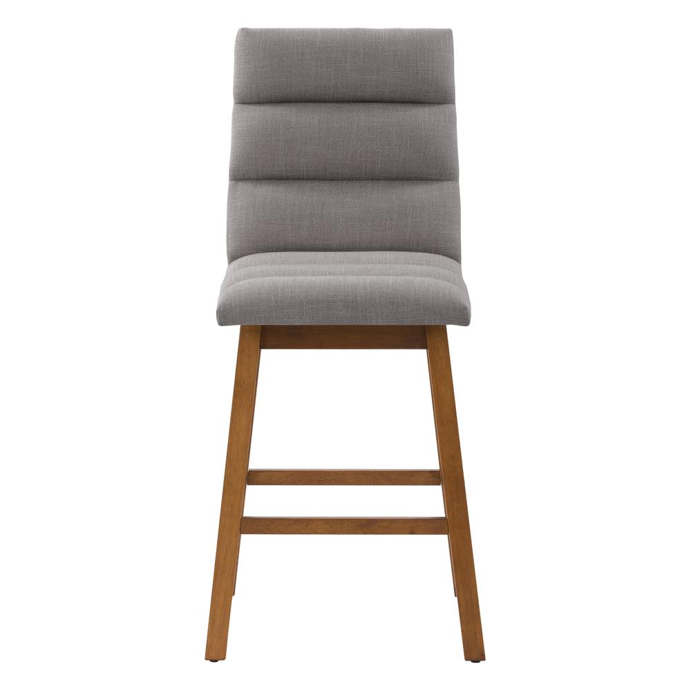 CorLiving Boston Channel Tufted Fabric Barstool, Light Grey, Set of 2. Picture 2