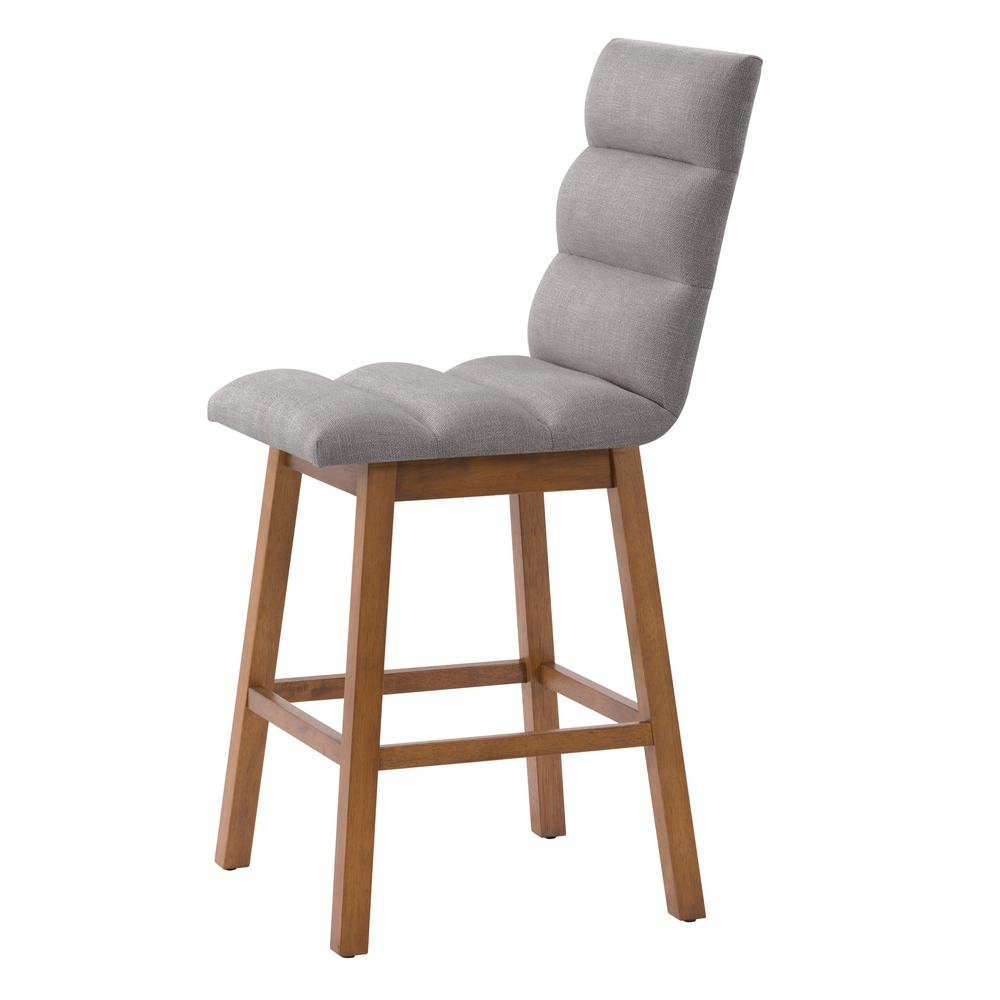 CorLiving Boston Channel Tufted Fabric Barstool, Light Grey, Set of 2. Picture 7