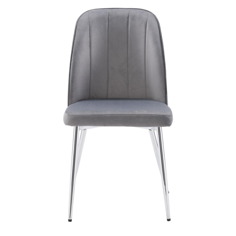 CorLiving Nash Velvet Channel Tufted Side Chair, Dark Grey. Picture 5