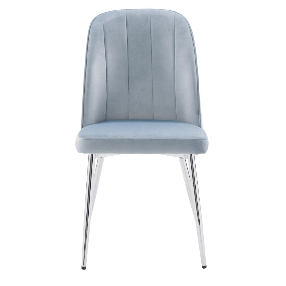 CorLiving Nash Velvet Channel Tufted Side Chair, Blue. Picture 3