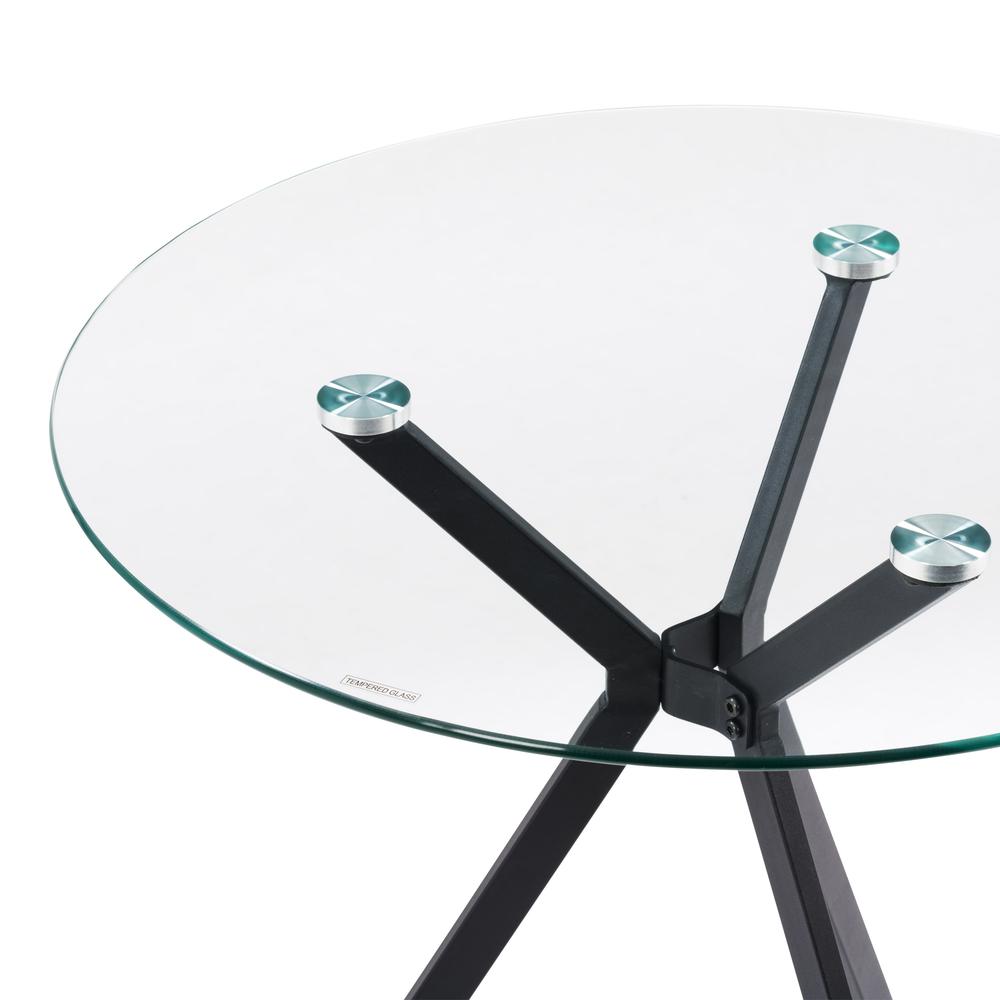 CorLiving Lennox Glass Top Trestle Bistro Table. Picture 6