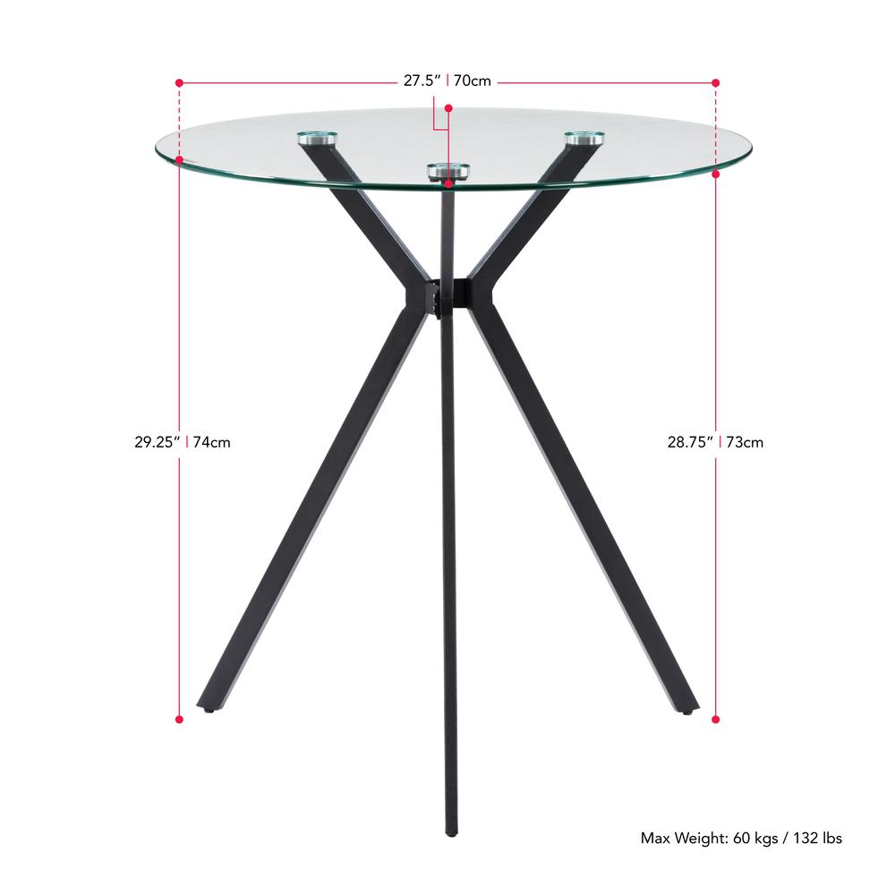 CorLiving Lennox Glass Top Trestle Bistro Table. Picture 5