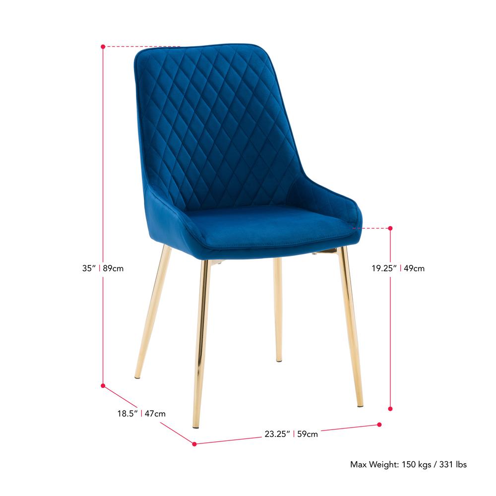 CorLiving Nash Velvet Diamond Tufted Side Chair, Navy Blue. Picture 9