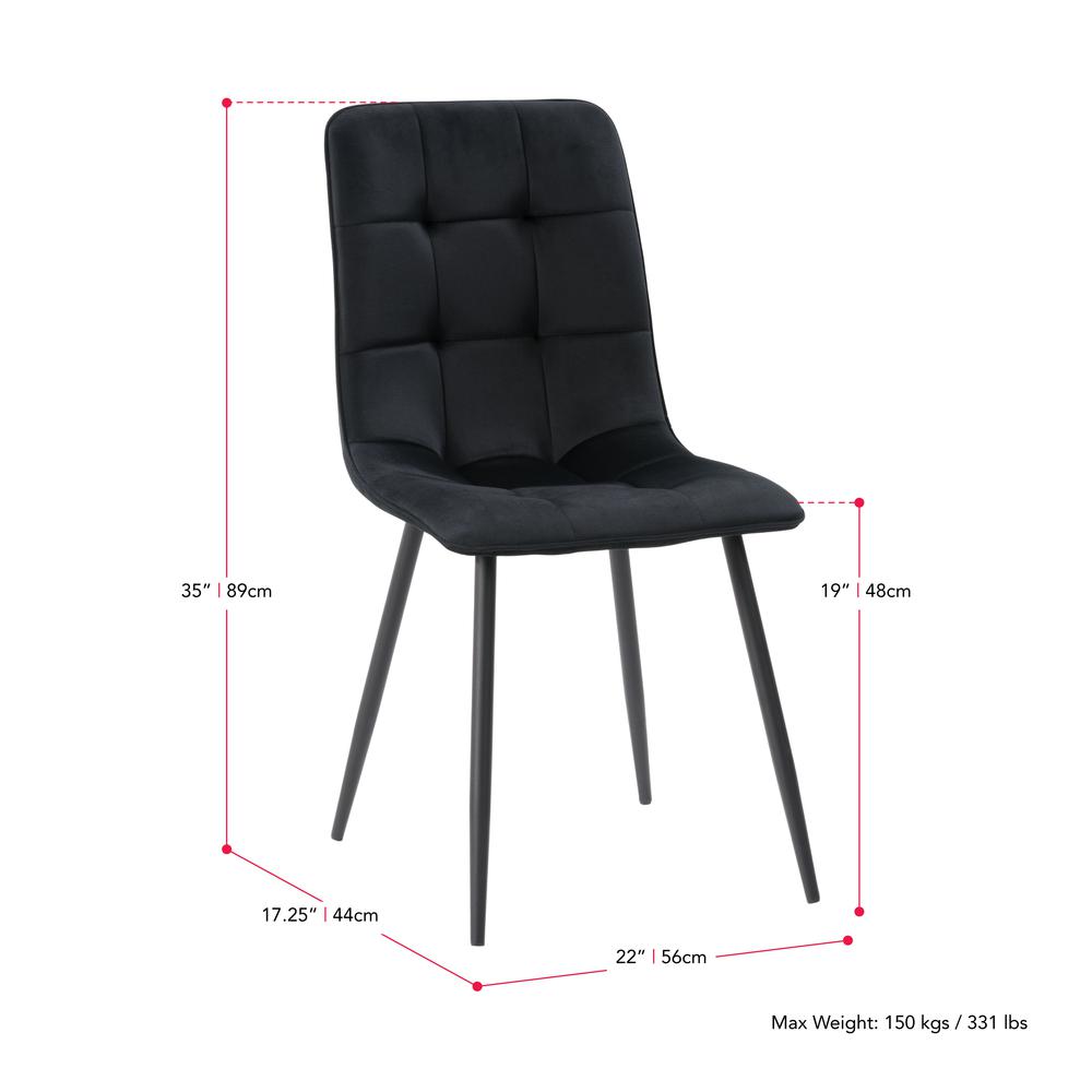 CorLiving Nash Velvet Side Chair With Black Legs, Black. Picture 9