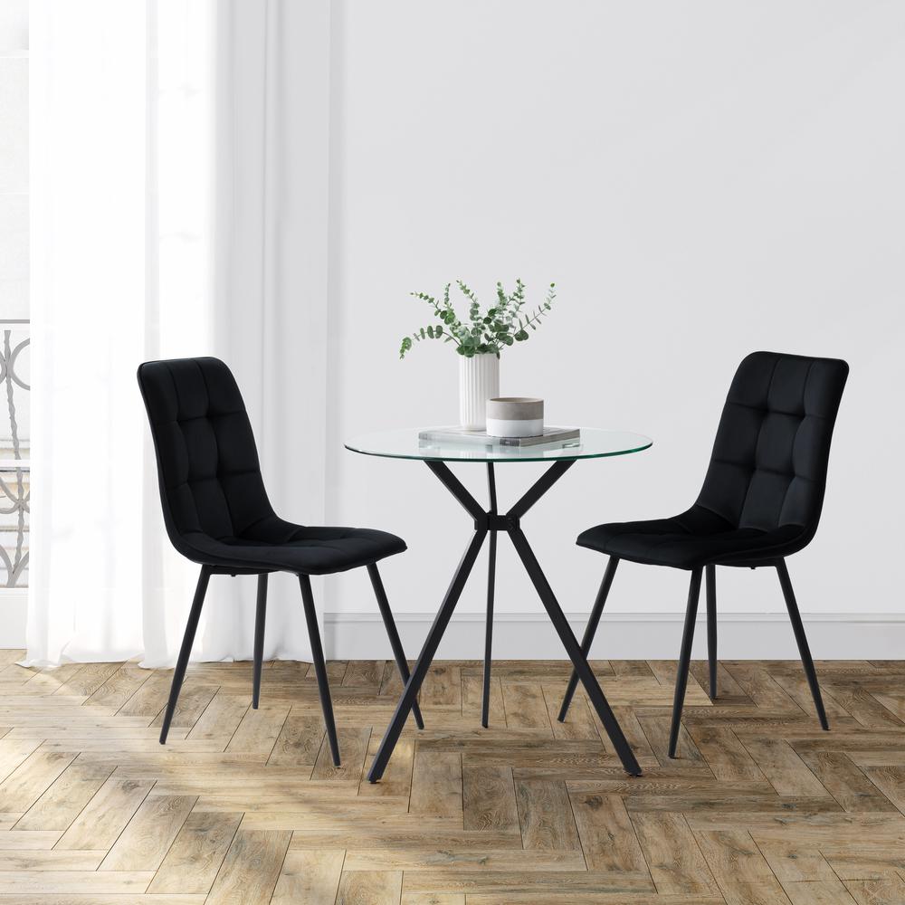 CorLiving Lennox Glass Top Dining Set with Black Chairs, 3pc. Picture 1