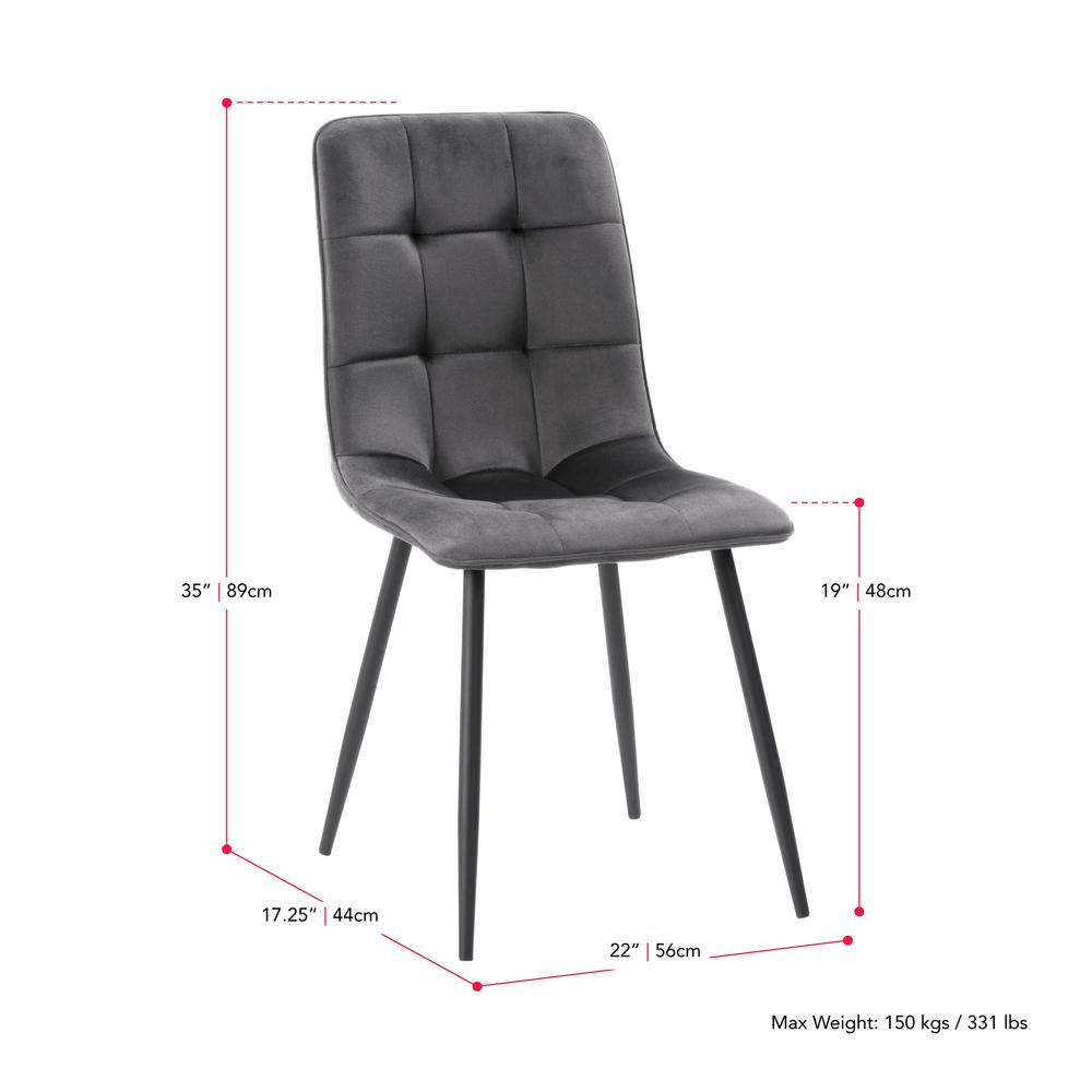 Nash Velvet Side Chair With Black Legs, Black. Picture 10