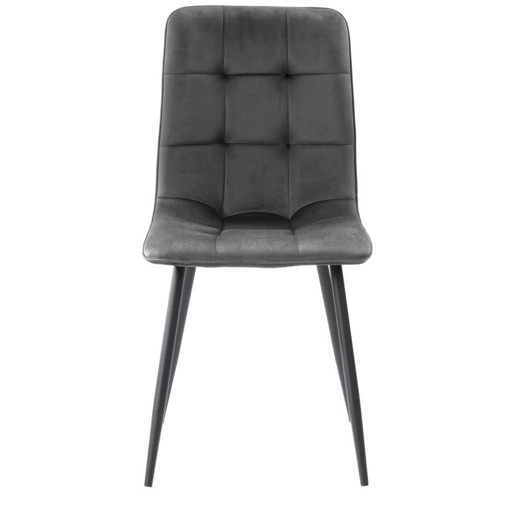 Nash Velvet Side Chair With Black Legs, Black. Picture 2