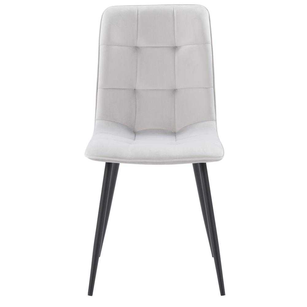 CorLiving Nash Velvet Side Chair With Black Legs, Light Grey. Picture 5