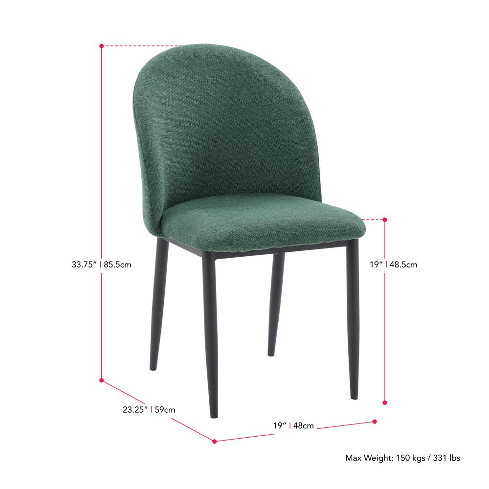 CorLiving Nash Side Chair With Black Legs, Dark Green. Picture 9