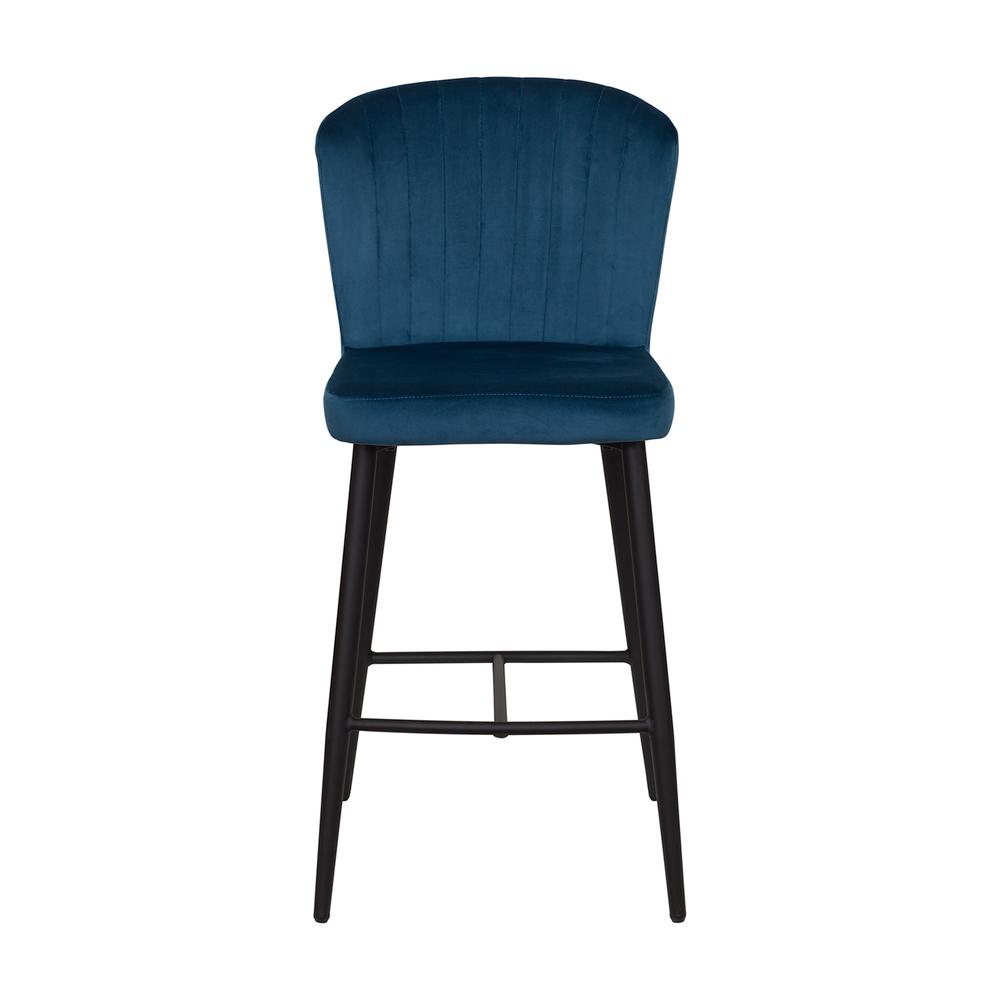 CorLiving Jasper Channel Tufted Barstool Navy Blue. Picture 1