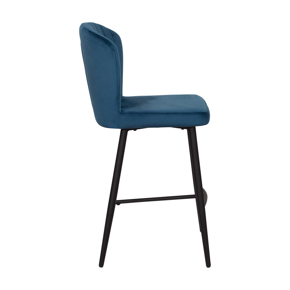 CorLiving Jasper Channel Tufted Barstool Navy Blue. Picture 3