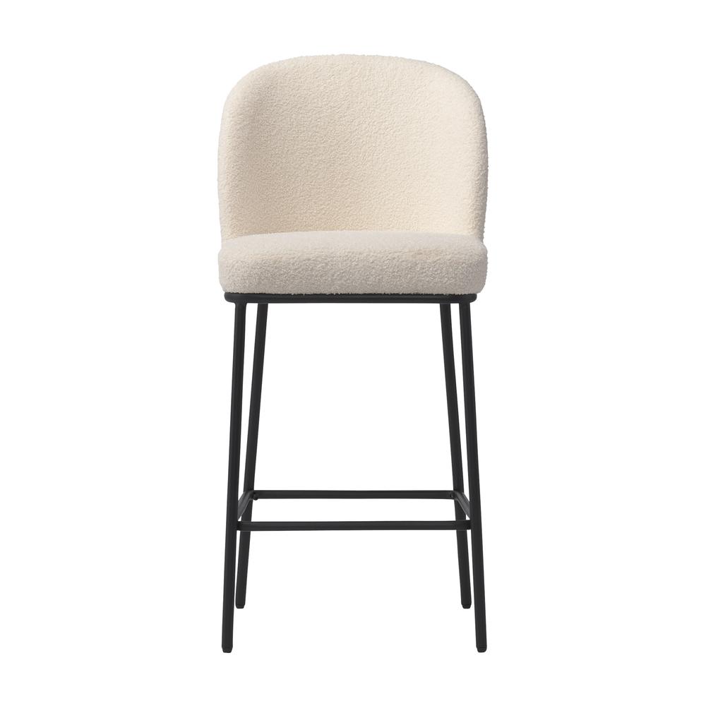 CorLiving Luxury Boucle Bar Stools, Set of 2 White. Picture 1