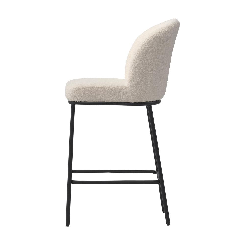 CorLiving Luxury Boucle Bar Stools, Set of 2 White. Picture 3