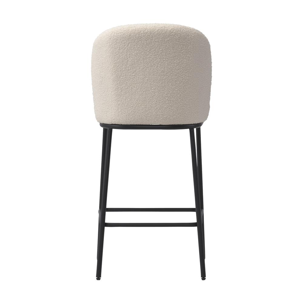 CorLiving Luxury Boucle Bar Stools, Set of 2 White. Picture 4