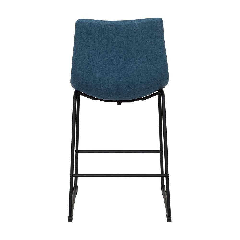 CorLiving Upholstered Bar Stools, Blue. Picture 4