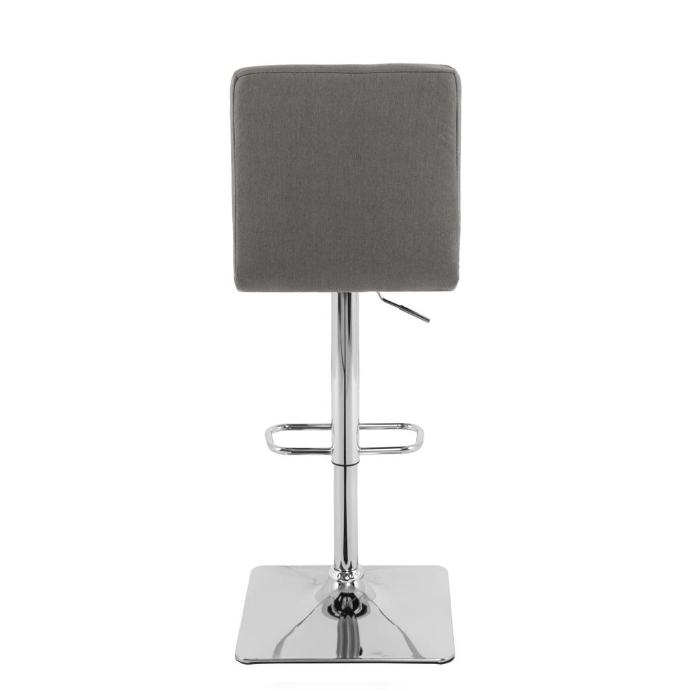Heavy Duty Gas Lift Adjustable Barstool in Tufted Medium Grey Fabric, set of 2. Picture 3