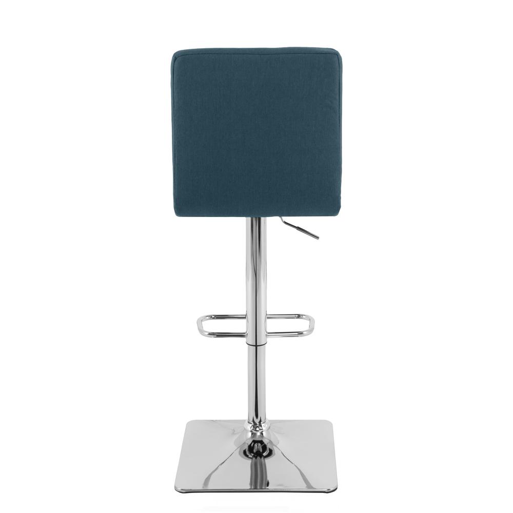Heavy Duty Gas Lift Adjustable Barstool in Tufted Dark Blue Fabric, set of 2. Picture 3