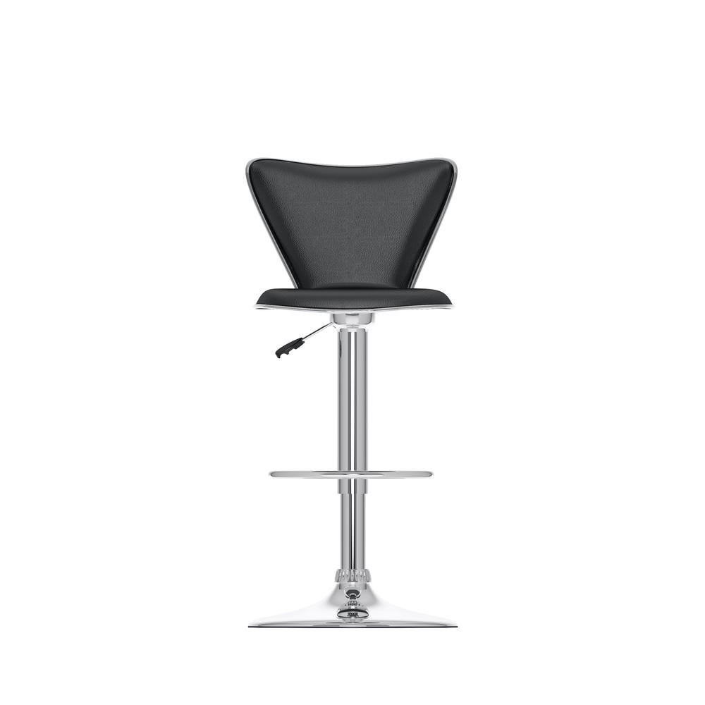 Tall Curved Back Adjustable Bar Stool in Black Leatherette, set of 2. Picture 2