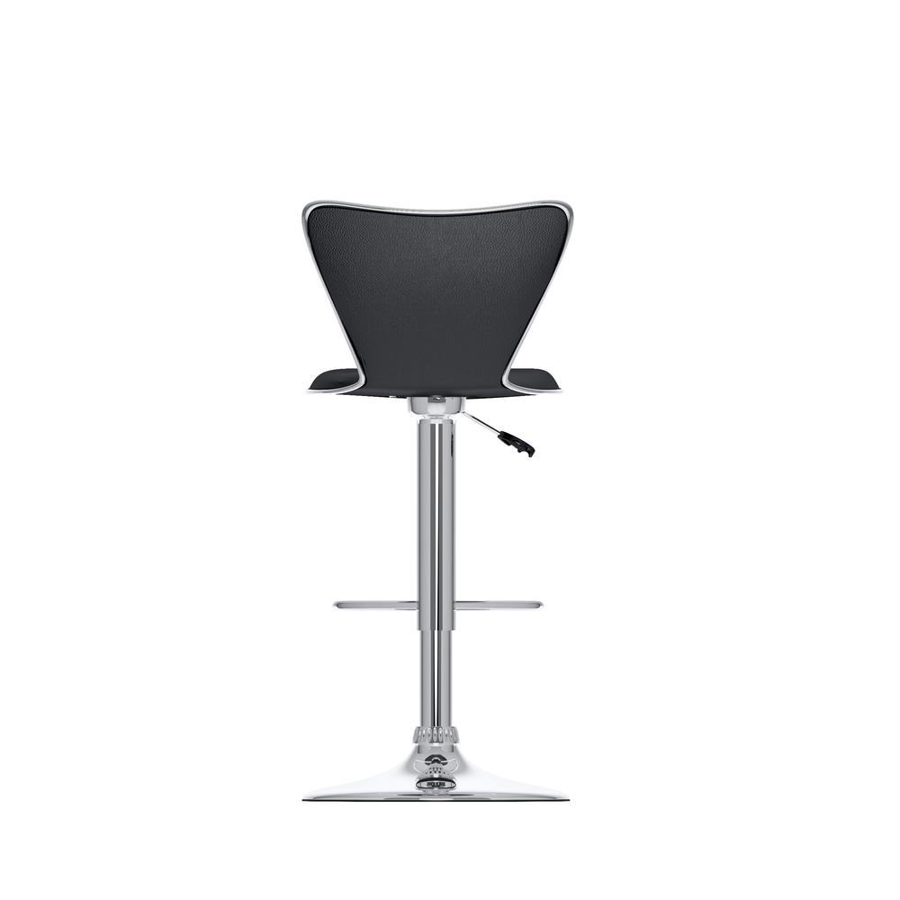 Tall Curved Back Adjustable Bar Stool in Black Leatherette, set of 2. Picture 4