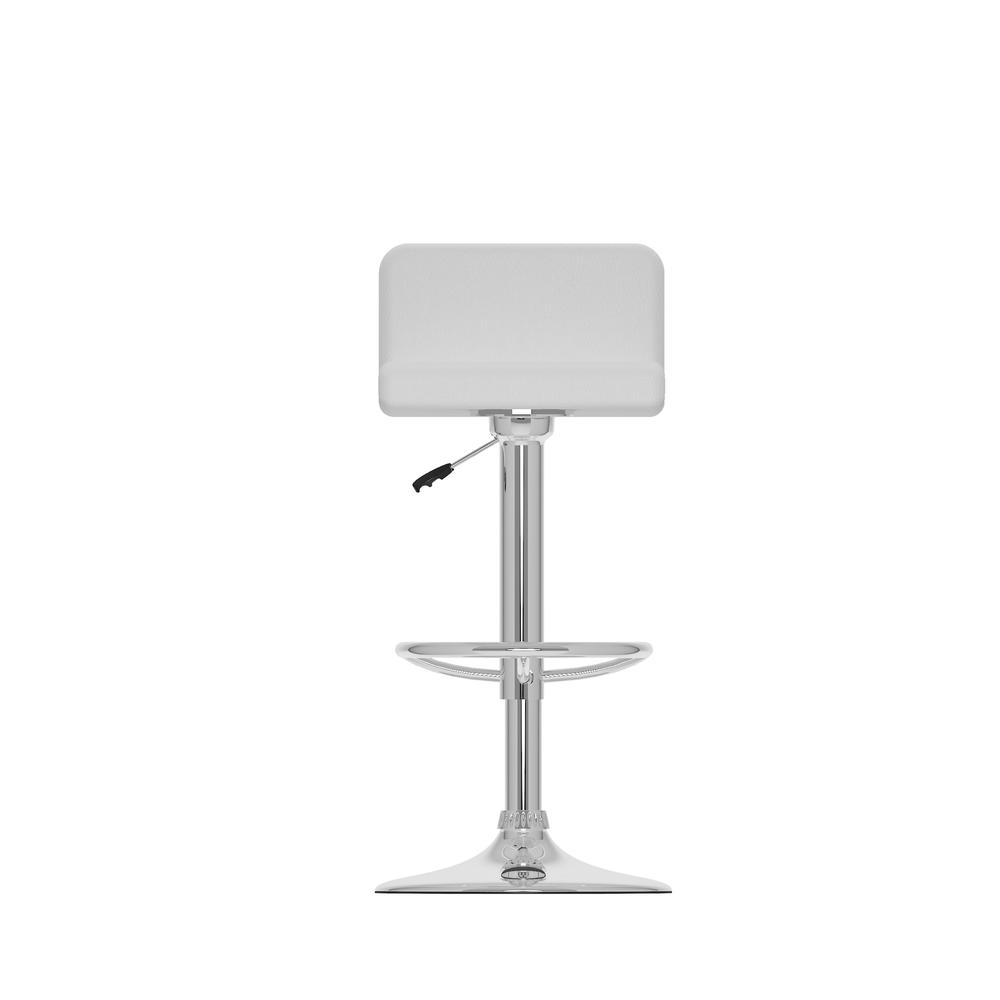 Low Back Adjustable Bar Stool in White Leatherette, set of 2. Picture 3