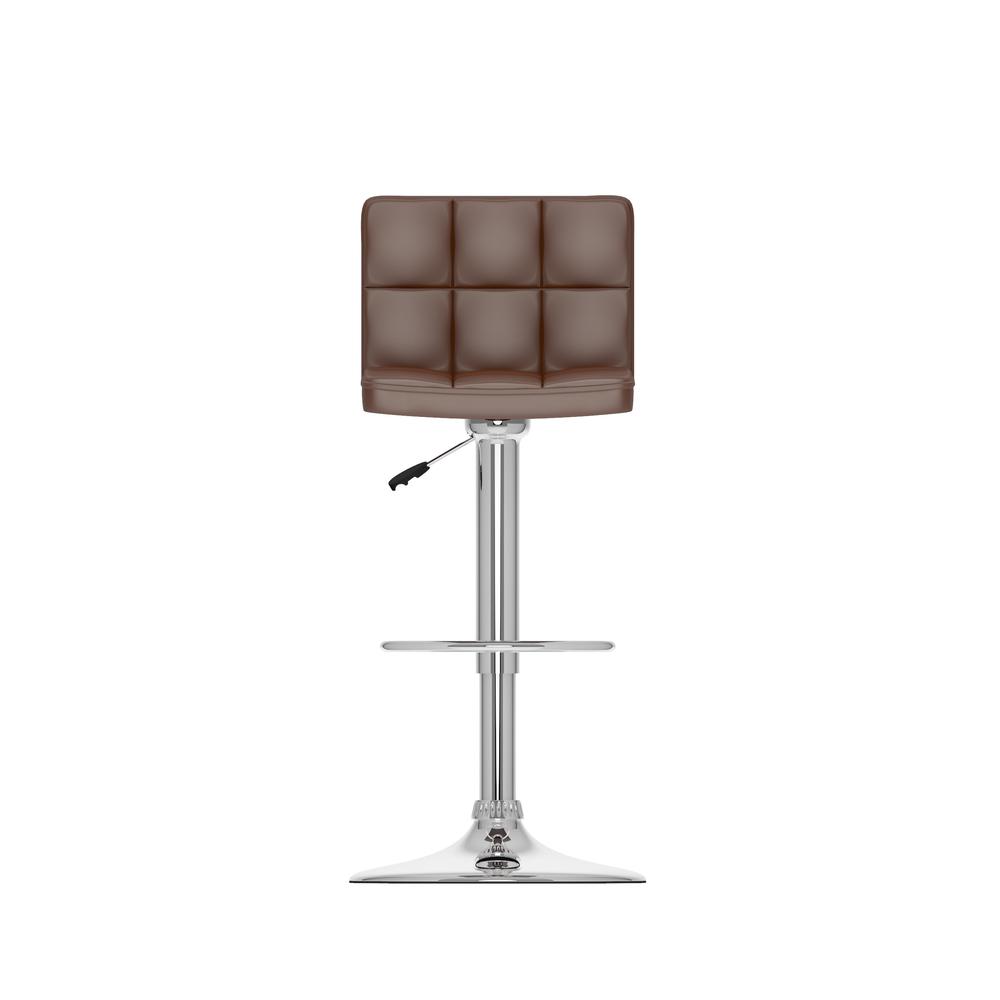 Medium Back Adjustable Barstool in Brown Leatherette, set of 2. Picture 3