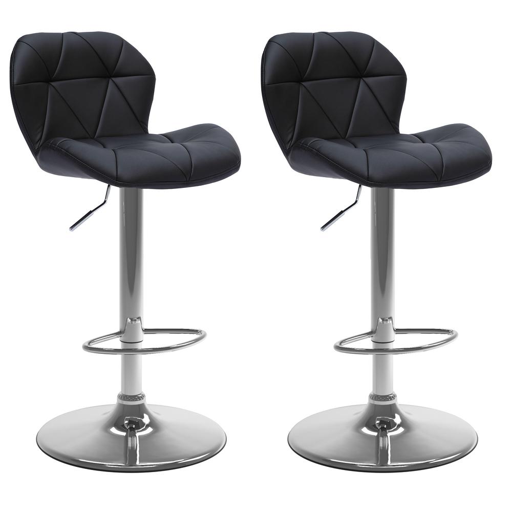 Adjustable Barstool in Black Bonded Leather, set of 2. Picture 1
