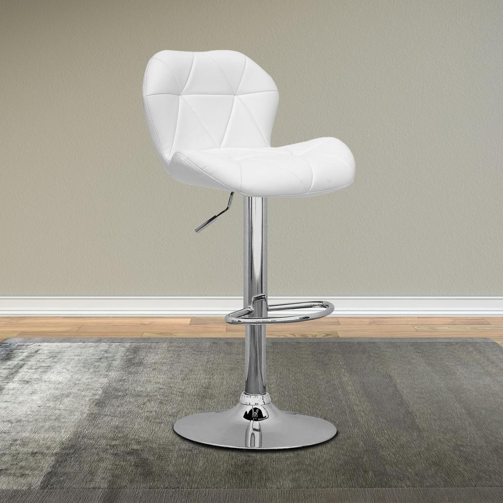 Adjustable Barstool in White Bonded Leather, set of 2. Picture 6