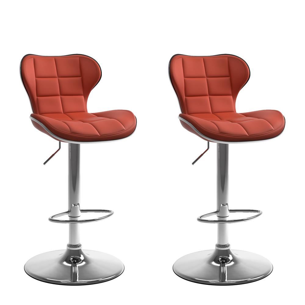 Adjustable Barstool in Red Bonded Leather, set of 2. Picture 1