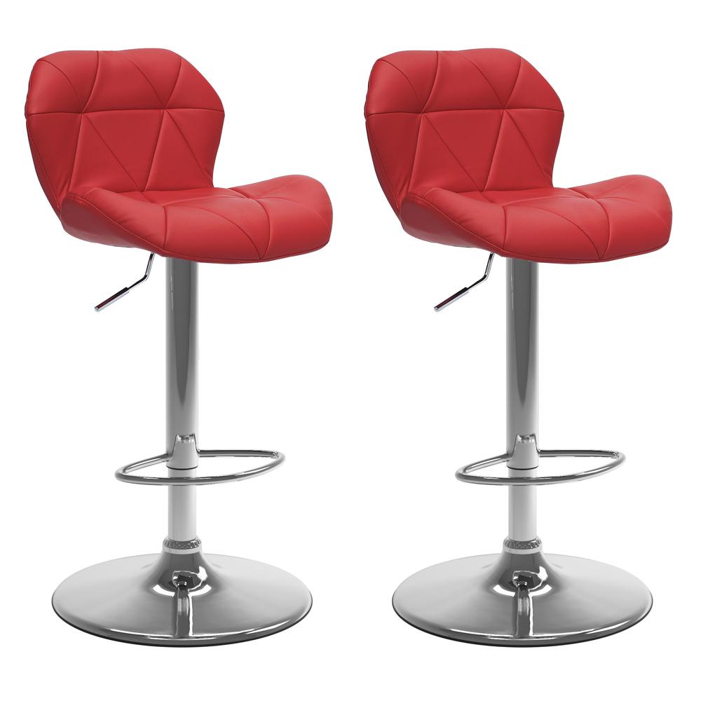 Adjustable Barstool in Red Bonded Leather, set of 2. Picture 1