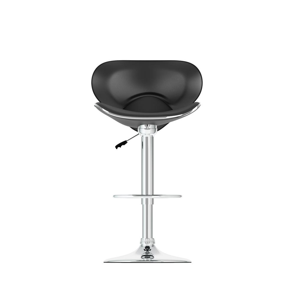 Curved Form Fitting Adjustable Bar Stool in Black Leatherette, set of 2. Picture 3