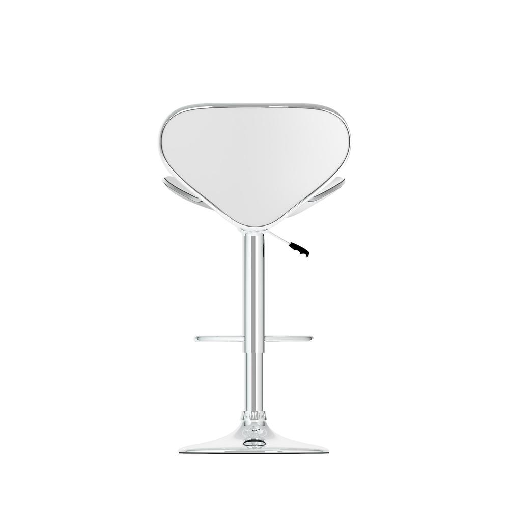 Curved Form Fitting Adjustable Bar Stool in White Leatherette, set of 2. Picture 2