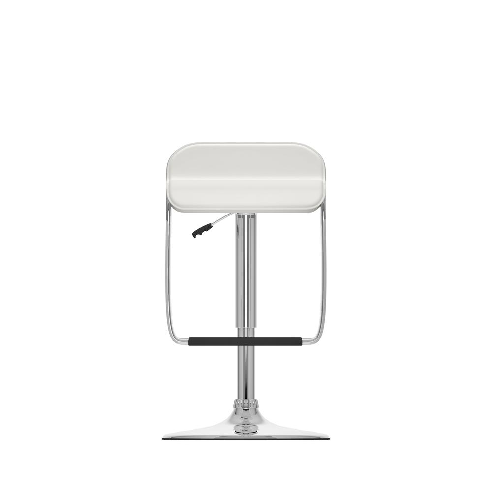 Adjustable Bar Stool with Footrest in White Leatherette, set of 2. Picture 2