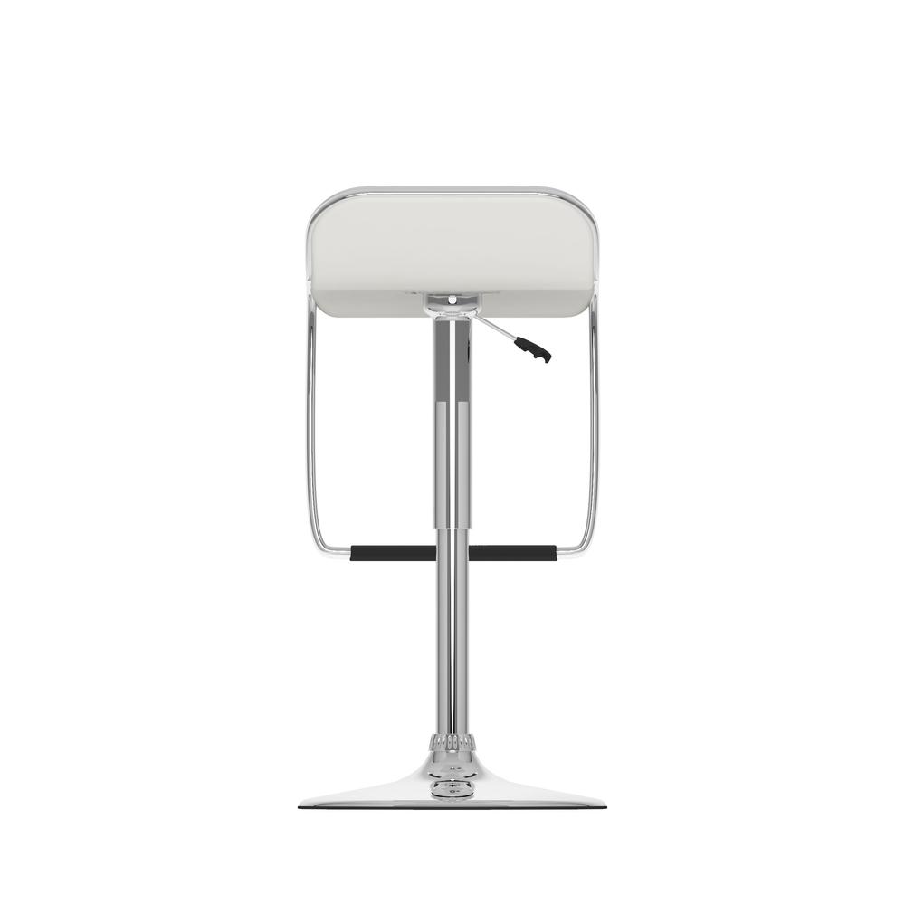 Adjustable Bar Stool with Footrest in White Leatherette, set of 2. Picture 3