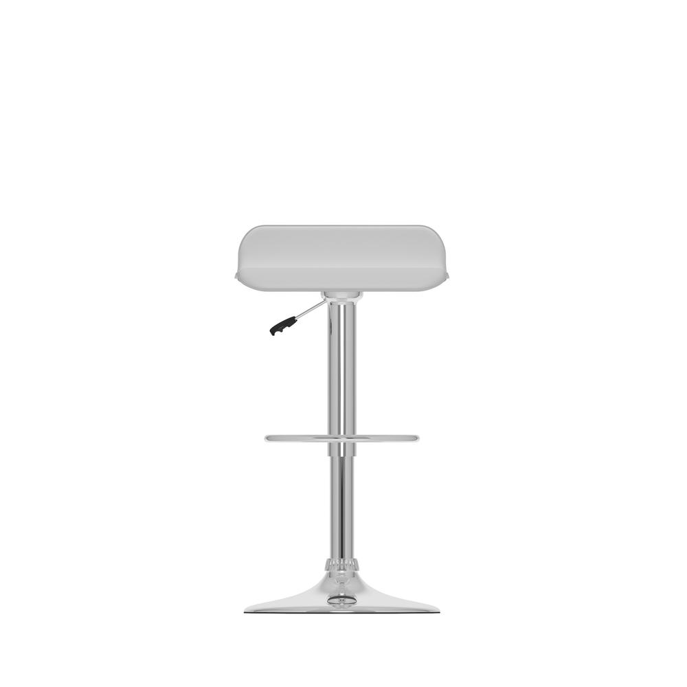 Curved Adjustable Bar Stool in White Leatherette, set of 2. Picture 2