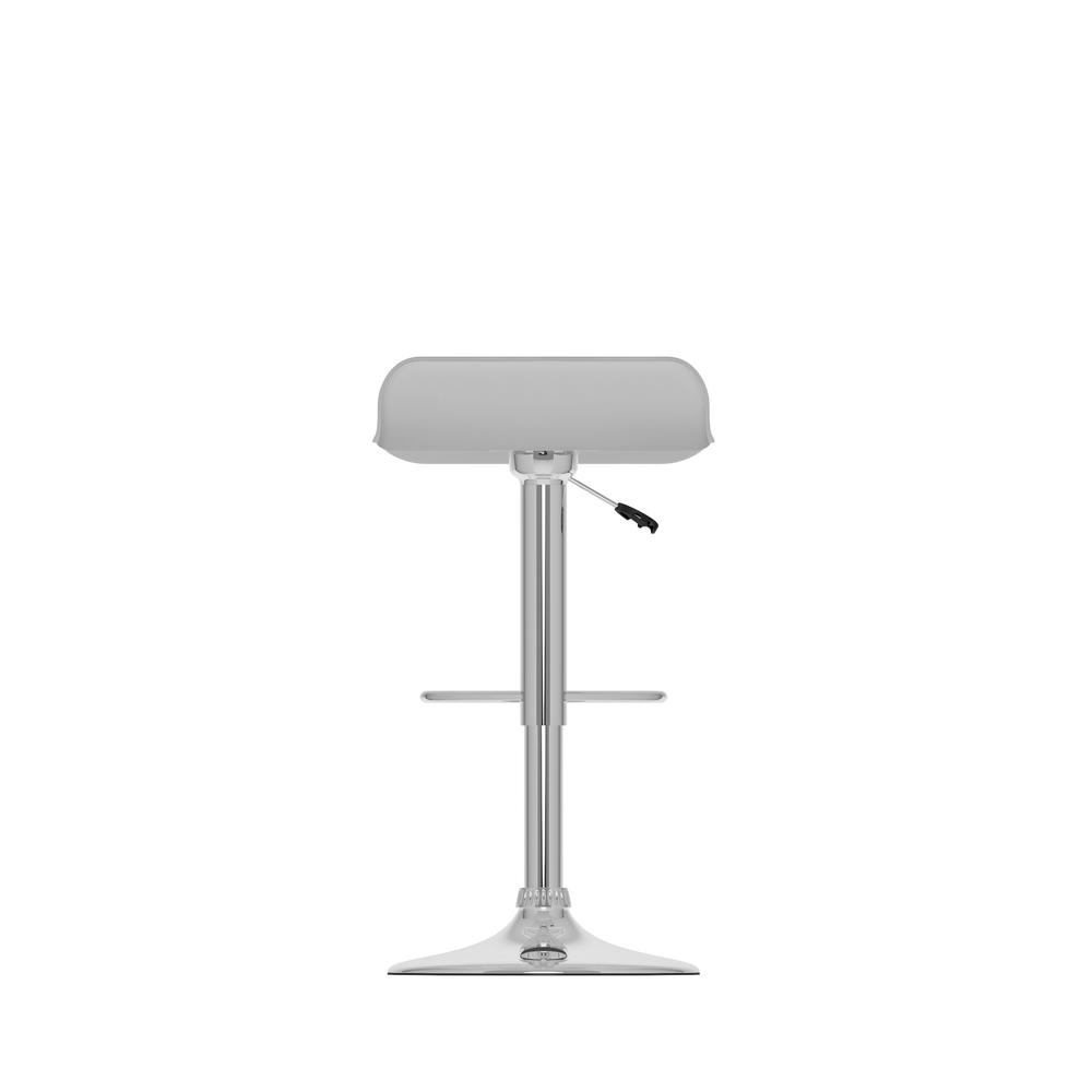 Curved Adjustable Bar Stool in White Leatherette, set of 2. Picture 3