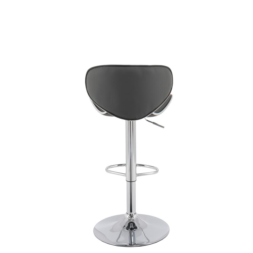 Curved Form Fitting Adjustable Barstool in Dark Grey Bonded Leather, set of 2. Picture 3