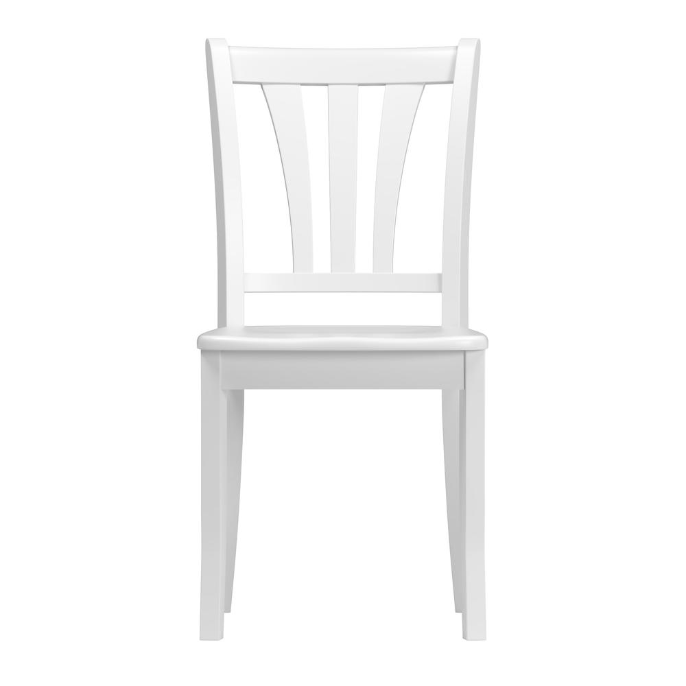 Dillon White Solid Wood Dining Chairs with Curved Vertical Slat Backrest, Set of 2. Picture 3