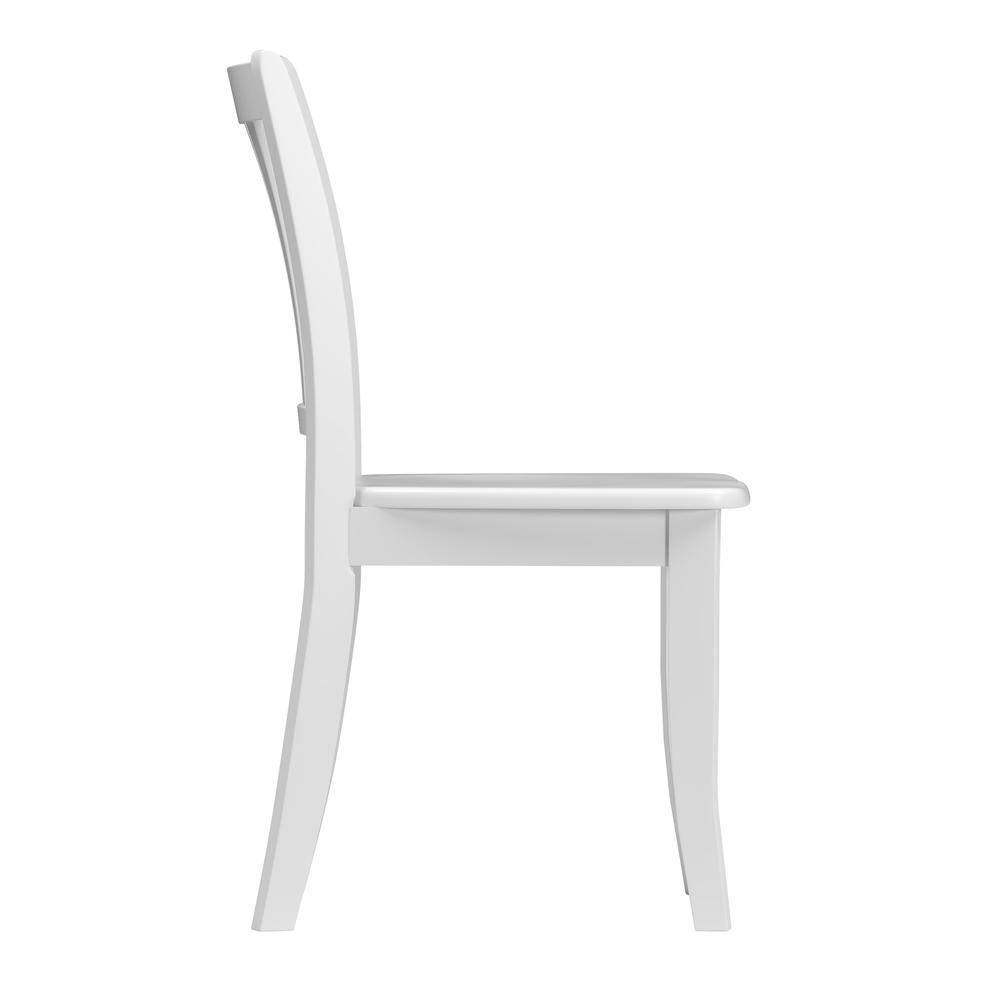 Dillon White Solid Wood Dining Chairs with Curved Vertical Slat Backrest, Set of 2. Picture 4