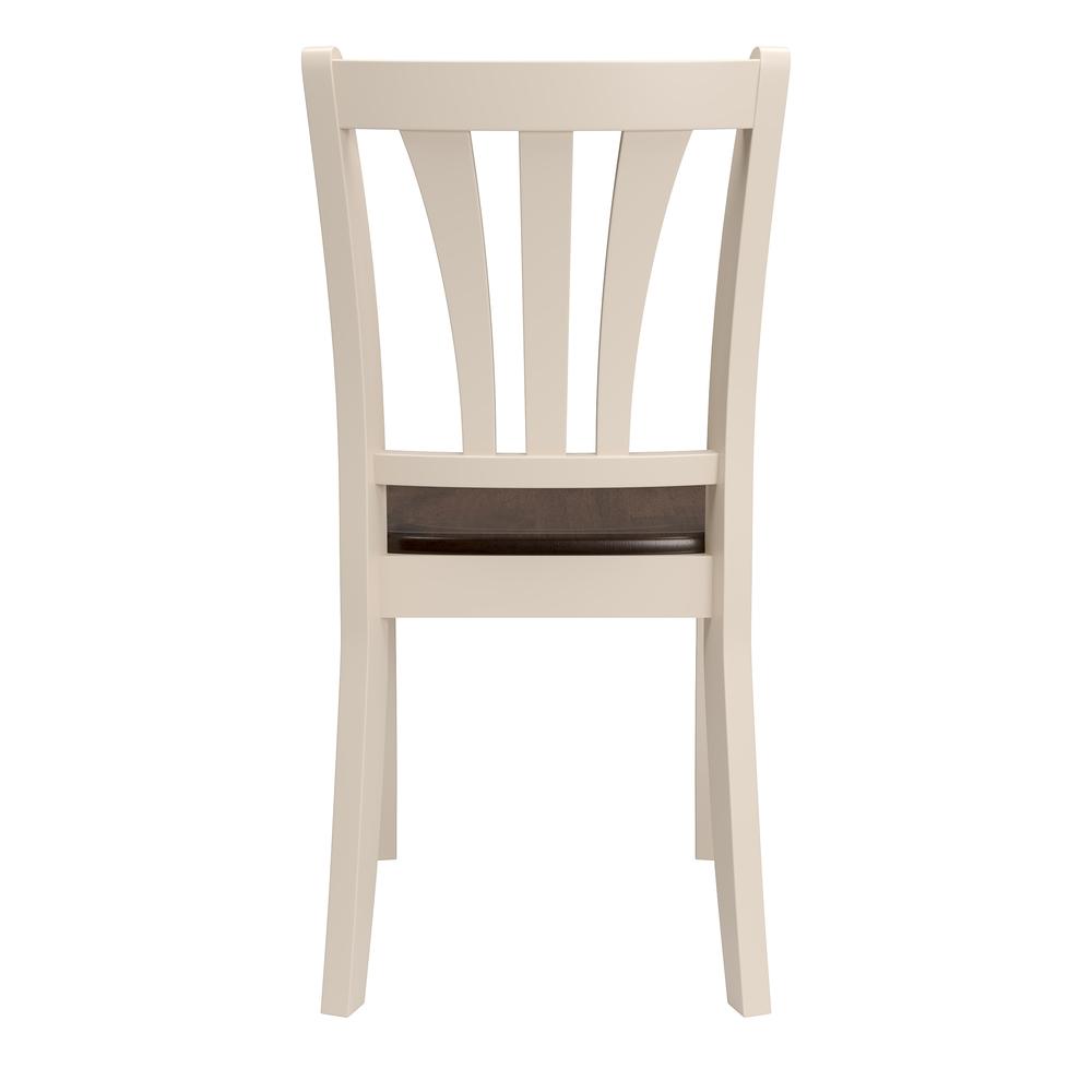 Dillon Dark Brown and Cream Solid Wood Dining Chairs with Curved Vertical Slat Backrest, Set of 2. Picture 2