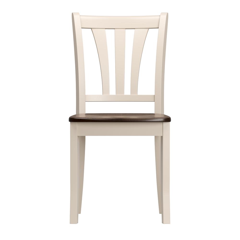 Dillon Dark Brown and Cream Solid Wood Dining Chairs with Curved Vertical Slat Backrest, Set of 2. Picture 3
