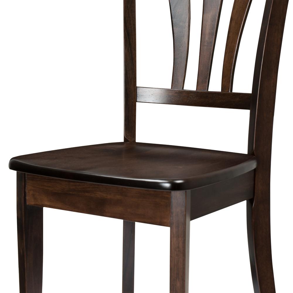 Dillon Cappuccino Stained Solid Wood Dining Chairs with Curved Vertical Slat Backrest, Set of 2. Picture 5